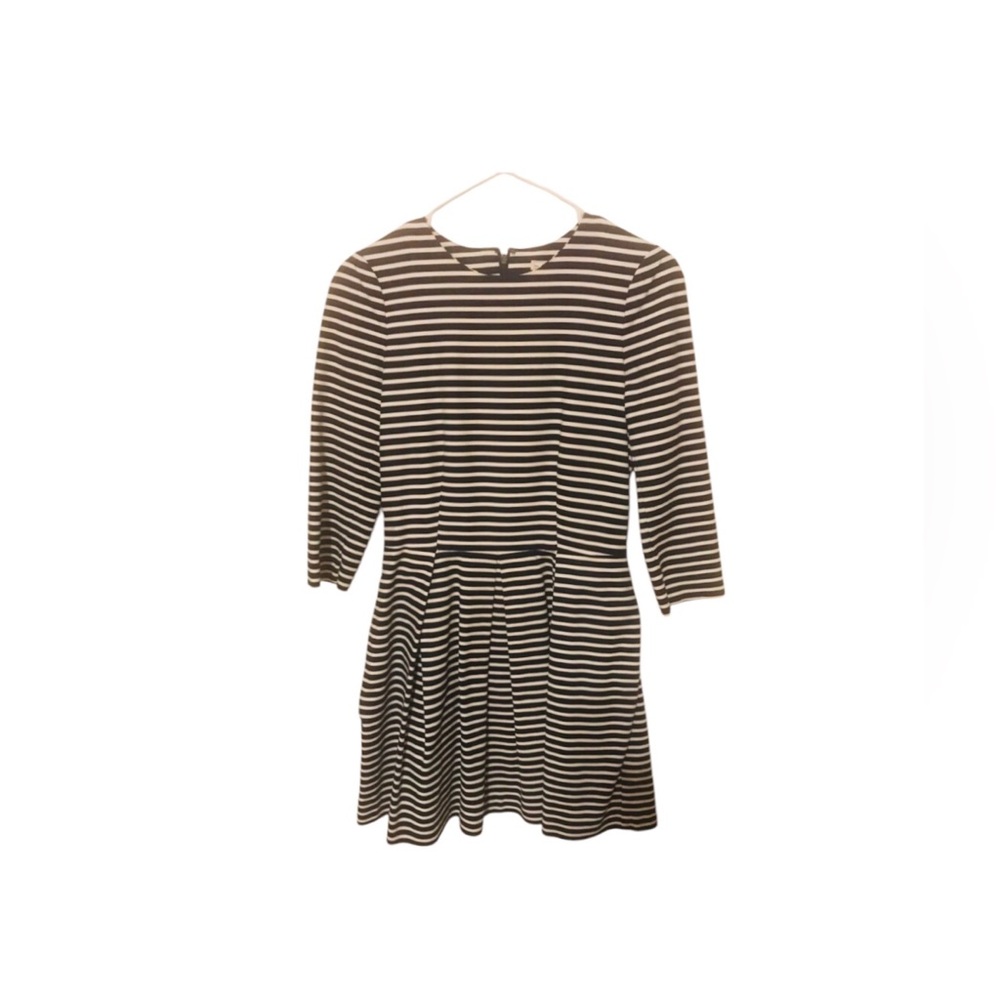 Gap black and white striped fit and flare dress